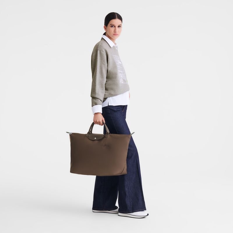 Dark Brown Longchamp Le Pliage Green L Women Travel Bag | US-607BGUALN
