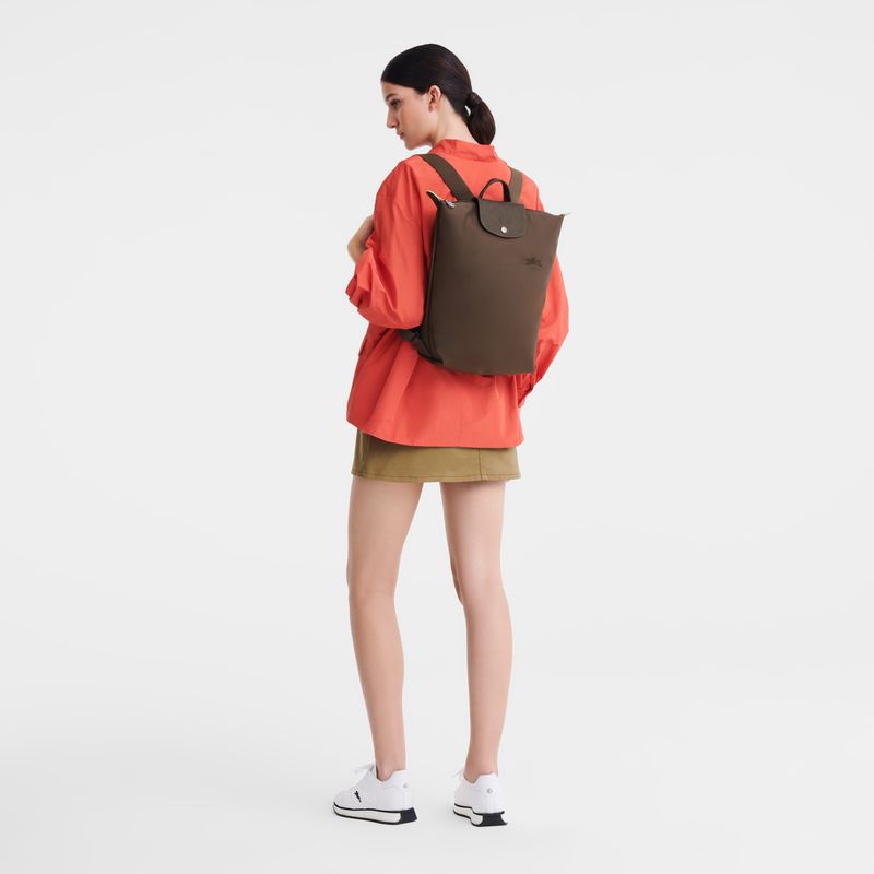 Dark Brown Longchamp Le Pliage Green M Men Backpack | US-097KWEOQX