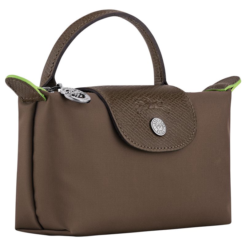 Dark Brown Longchamp Le Pliage Green With Handle Men Pouch | US-512MGDOFB