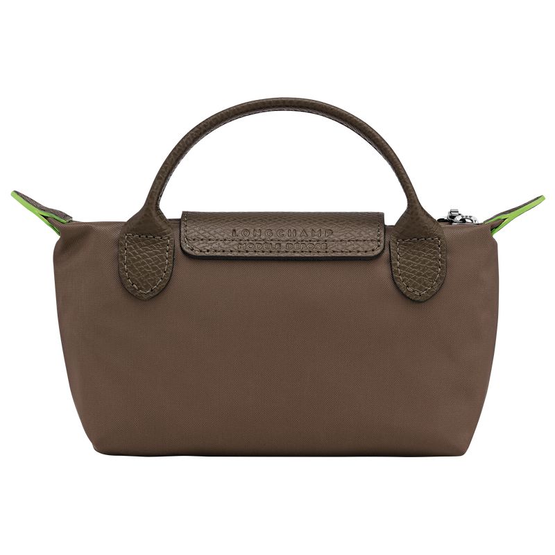 Dark Brown Longchamp Le Pliage Green With Handle Men Pouch | US-512MGDOFB