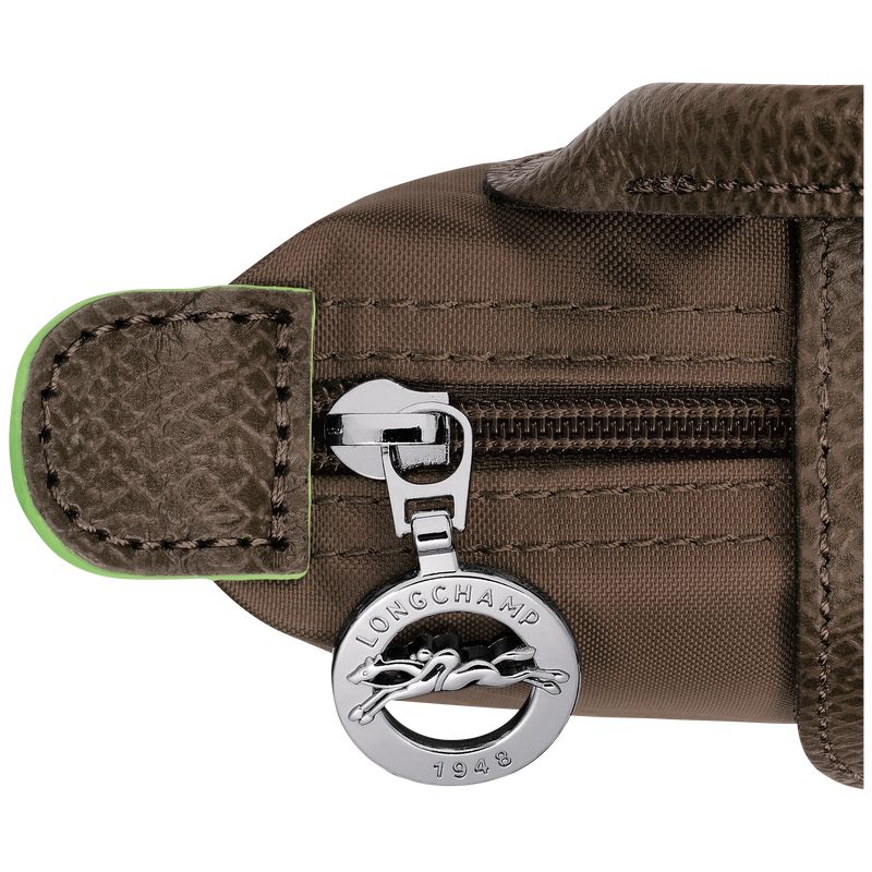 Dark Brown Longchamp Le Pliage Green With Handle Men Pouch | US-512MGDOFB