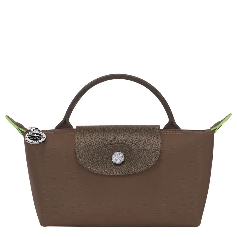 Dark Brown Longchamp Le Pliage Green With Handle Men Pouch | US-512MGDOFB