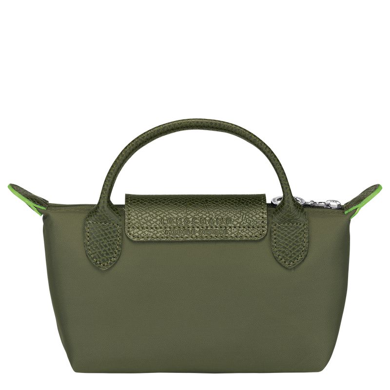 Dark Green Longchamp Le Pliage Green With Handle Men Pouch | US-217XMGNYU