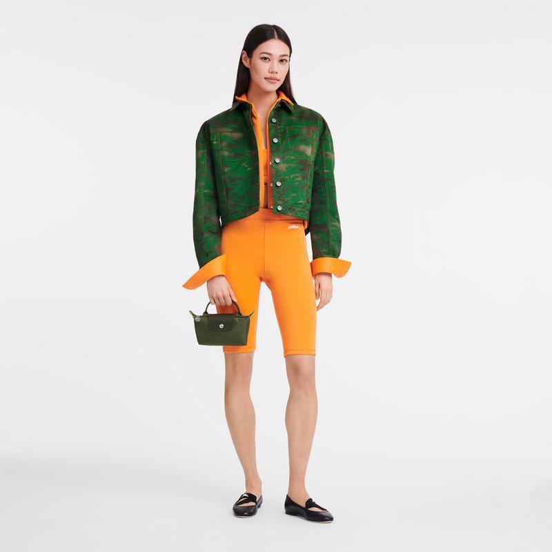 Dark Green Longchamp Le Pliage Green With Handle Women Pouch | US-460SVRGNW