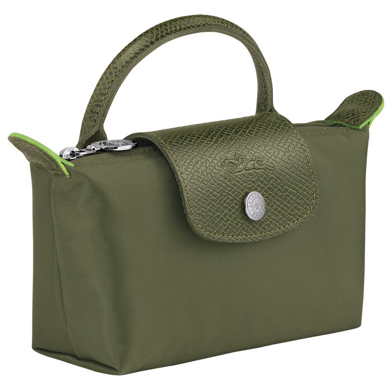 Dark Green Longchamp Le Pliage Green With Handle Women Pouch | US-460SVRGNW