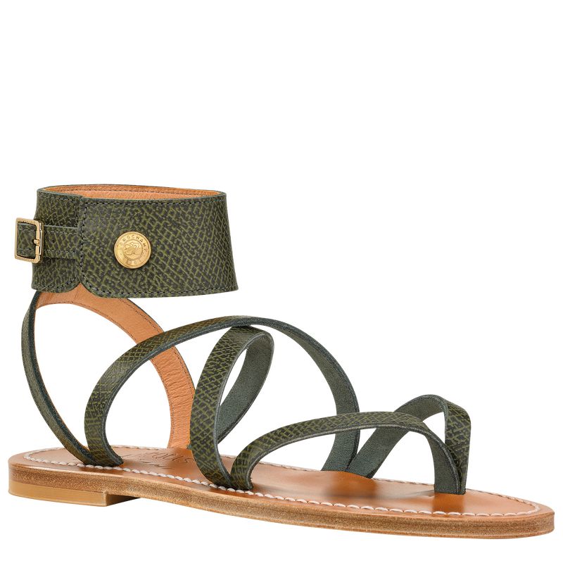 Dark Green Longchamp X K.Jacques Women Sandals | US-795VTFQYH