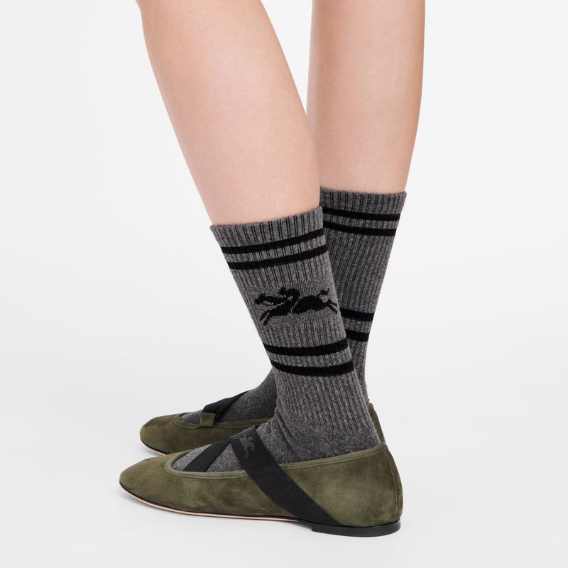 Dark Grey Longchamp Knit Women Socks | US-364KEBICV