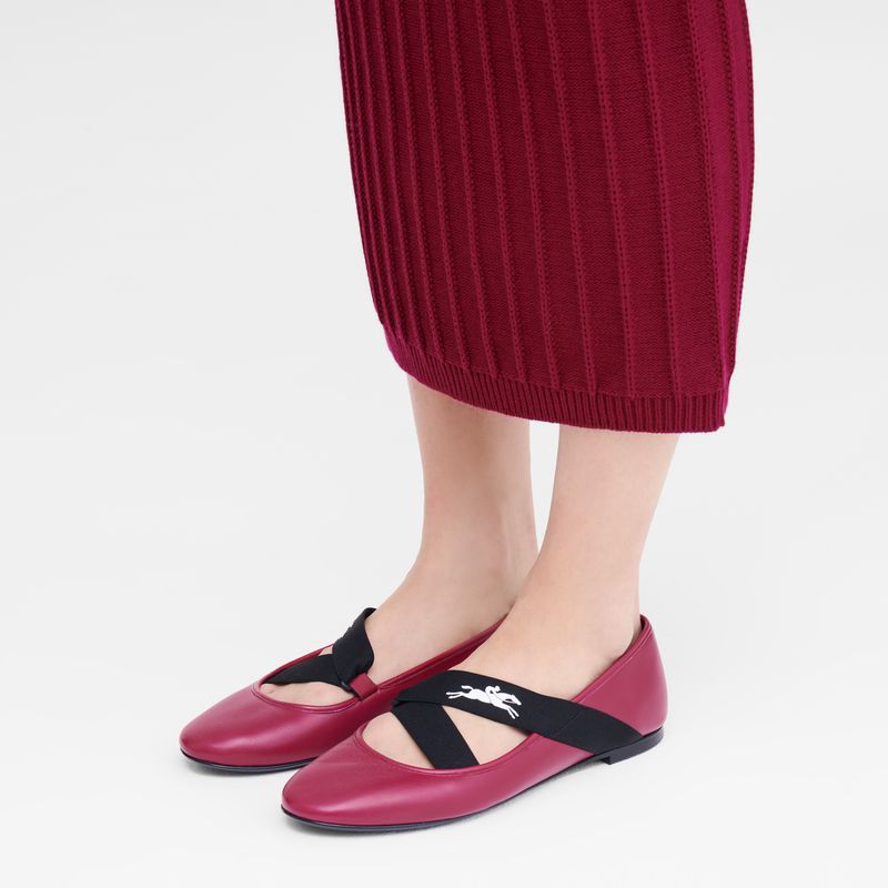Dark Pink Longchamp Energy Women Ballerinas | US-856GJXDHY