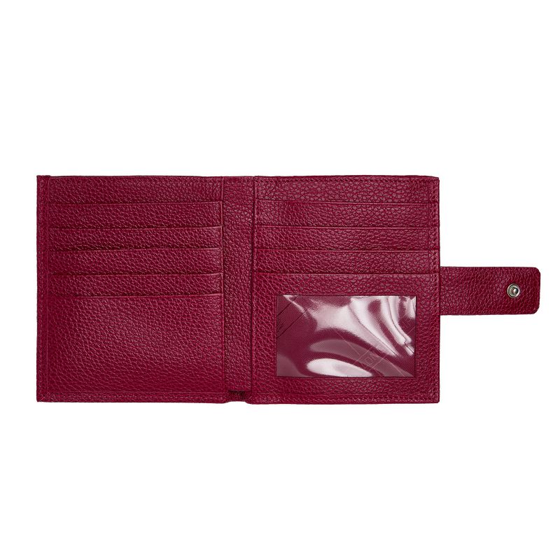 Dark Pink Longchamp Le Foulonné Compact Women Wallet | US-871FRLSVY