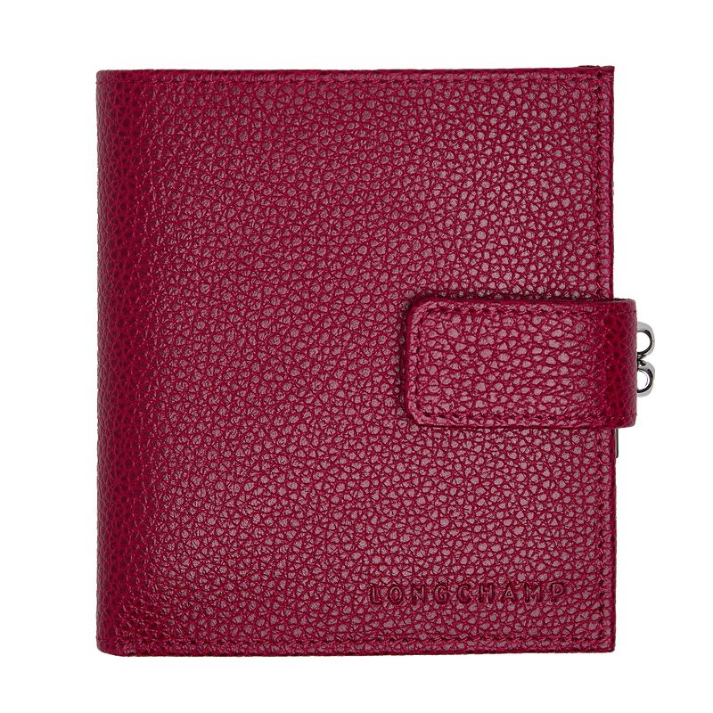 Dark Pink Longchamp Le Foulonné Compact Women Wallet | US-871FRLSVY