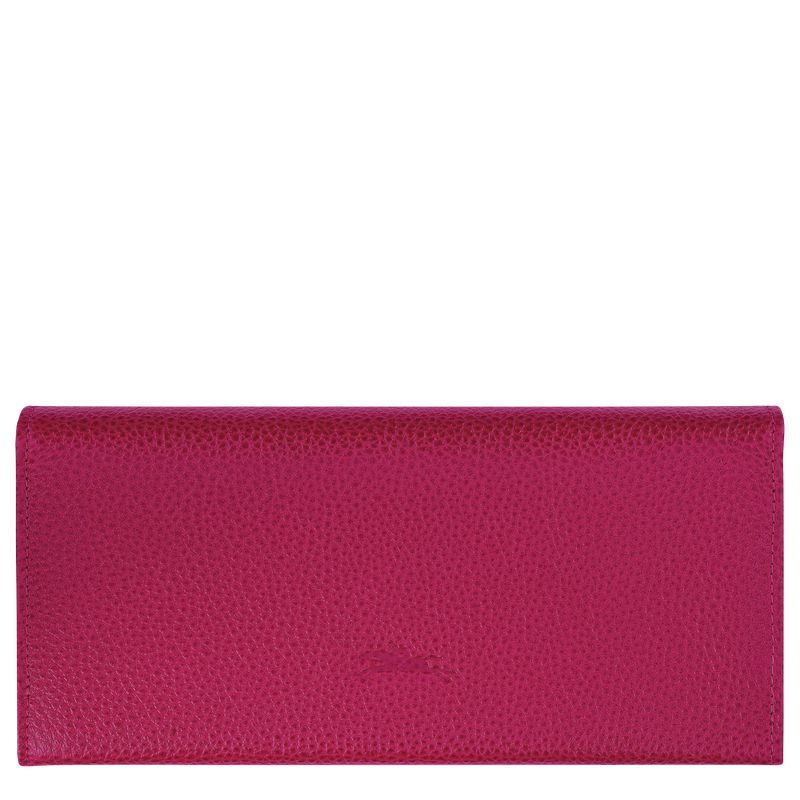 Dark Pink Longchamp Le Foulonné Continental Women Wallet | US-913CKRSHF