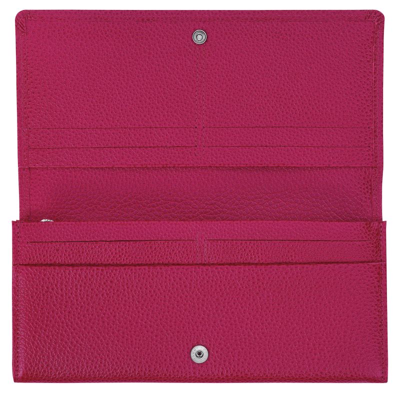 Dark Pink Longchamp Le Foulonné Continental Women Wallet | US-913CKRSHF