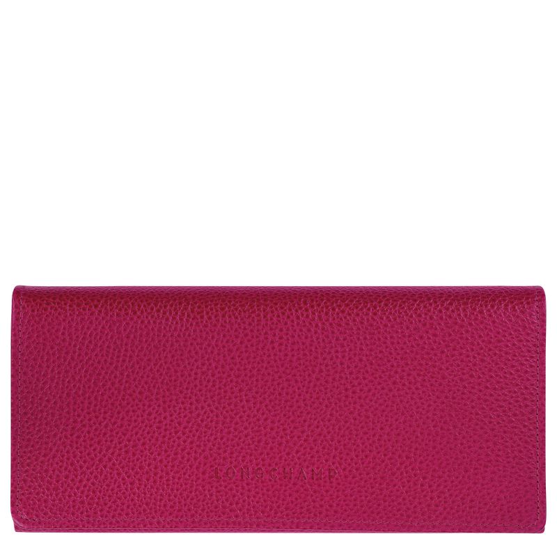Dark Pink Longchamp Le Foulonné Continental Women Wallet | US-913CKRSHF
