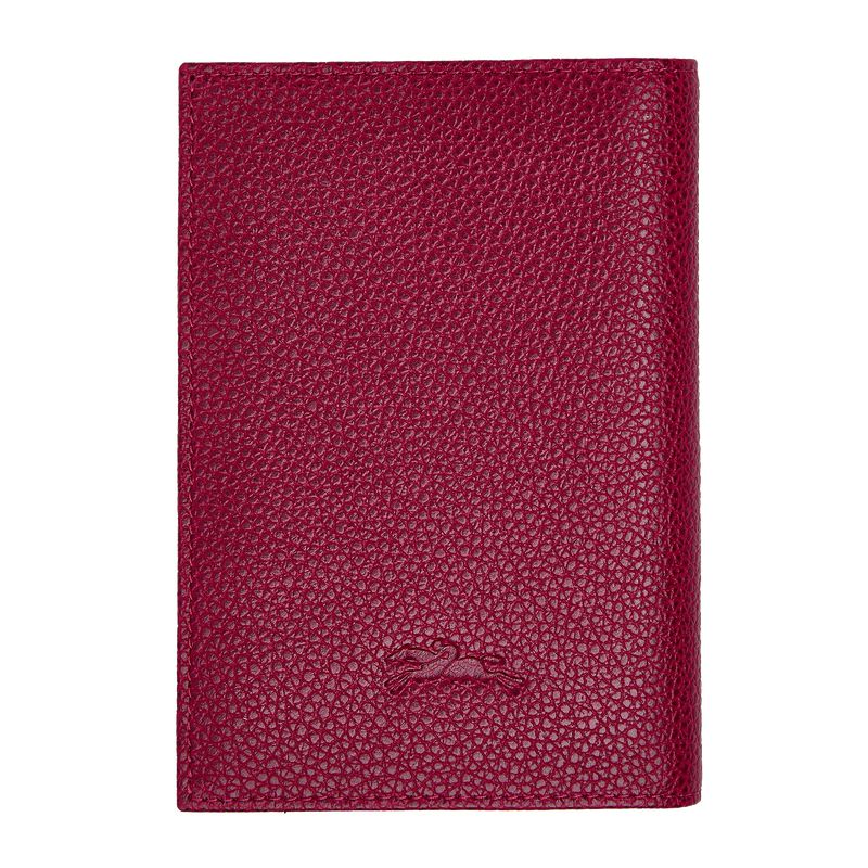 Dark Pink Longchamp Le Foulonné Women Passport Holder | US-590EROHZF