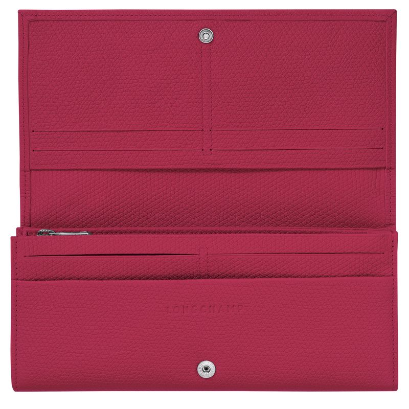 Dark Pink Longchamp Le Roseau Flap Women Wallet | US-568BDXZGW