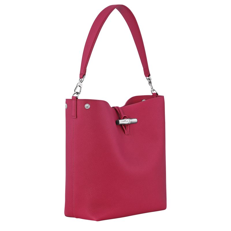 Dark Pink Longchamp Le Roseau M Women Shoulder Bag | US-731VALUNQ