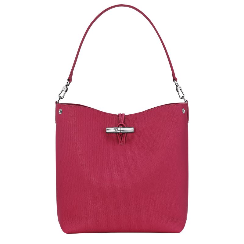 Dark Pink Longchamp Le Roseau M Women Shoulder Bag | US-731VALUNQ