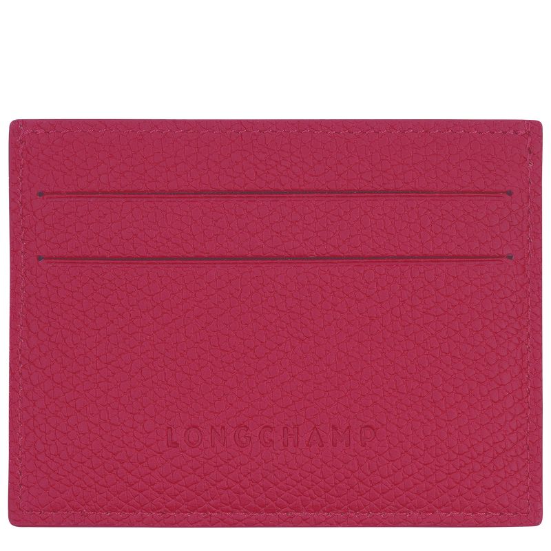 Dark Pink Longchamp Le Roseau Women Card Holder | US-834MOALYT