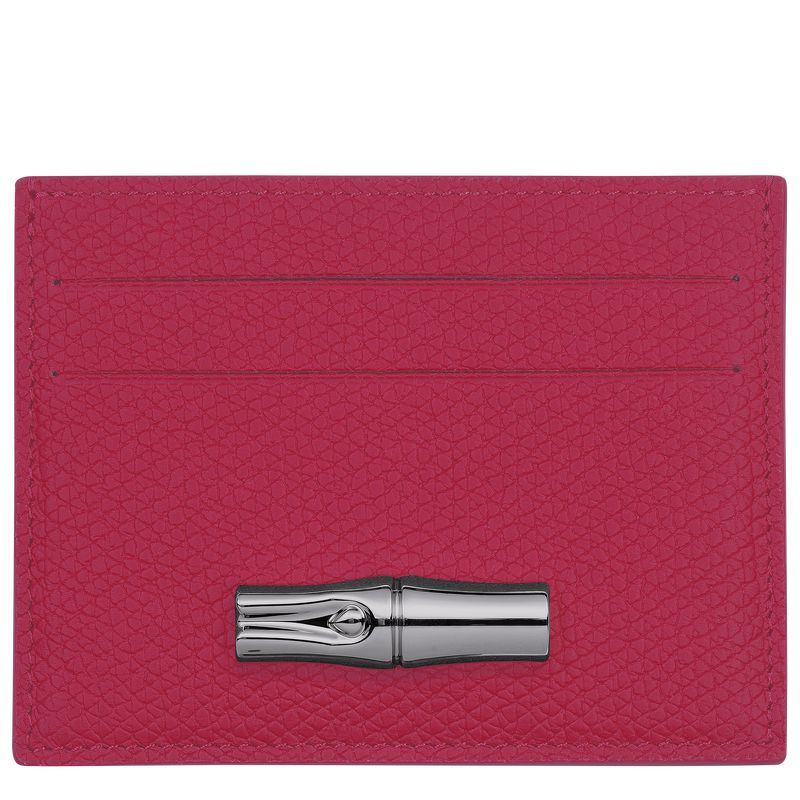 Dark Pink Longchamp Le Roseau Women Card Holder | US-834MOALYT