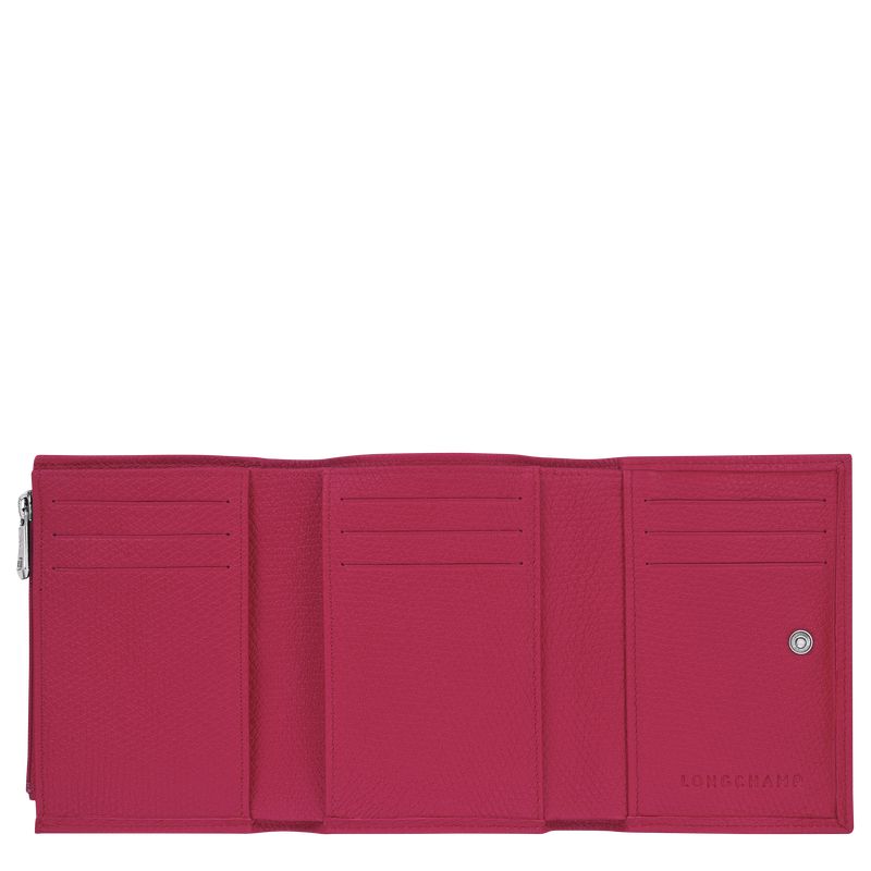 Dark Pink Longchamp Le Roseau Women Wallet | US-314CDAYWV