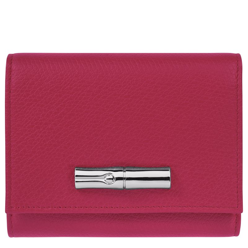 Dark Pink Longchamp Le Roseau Women Wallet | US-314CDAYWV