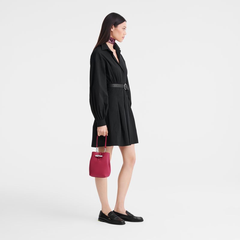 Dark Pink Longchamp Le Roseau Xs Women Bucket Bag | US-908ZBWSOL