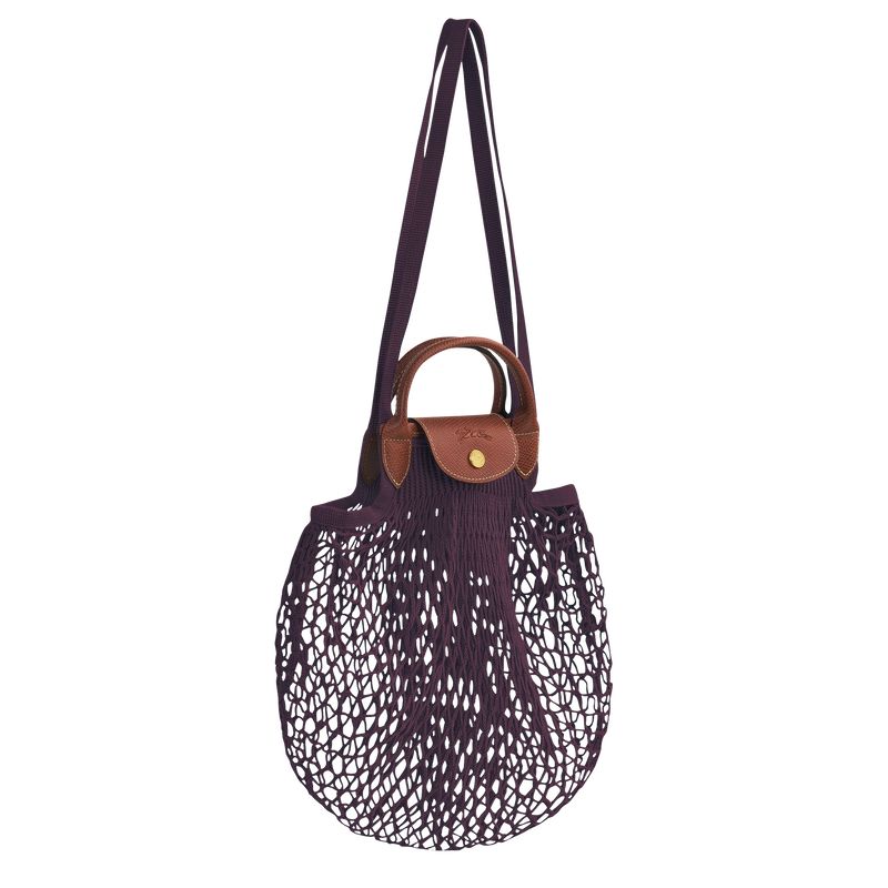 Dark Purple Longchamp Le Pliage Filet L Women Mesh Bag | US-681IVLDZK