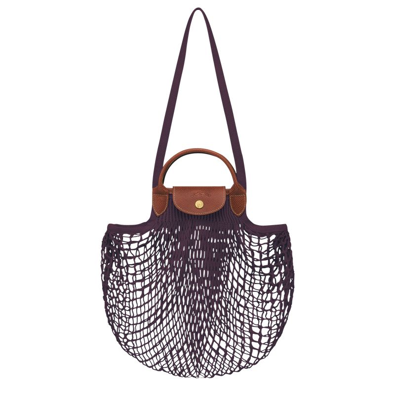 Dark Purple Longchamp Le Pliage Filet L Women Mesh Bag | US-681IVLDZK