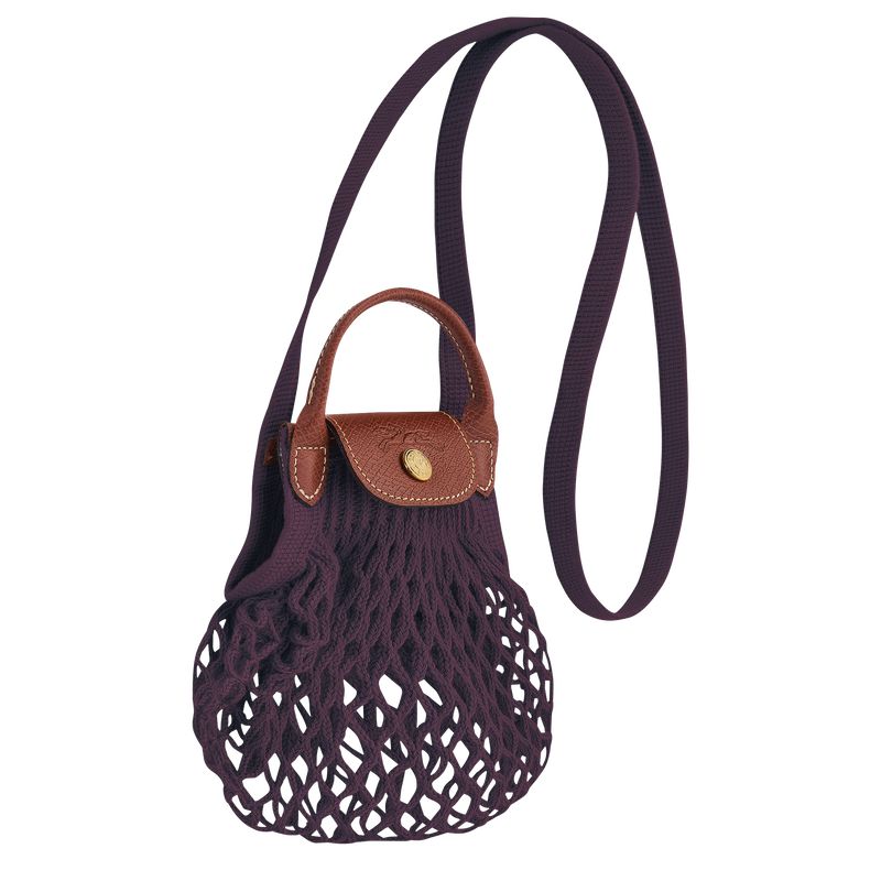 Dark Purple Longchamp Le Pliage Filet Xs Women Mesh Bag | US-401FAGKQC