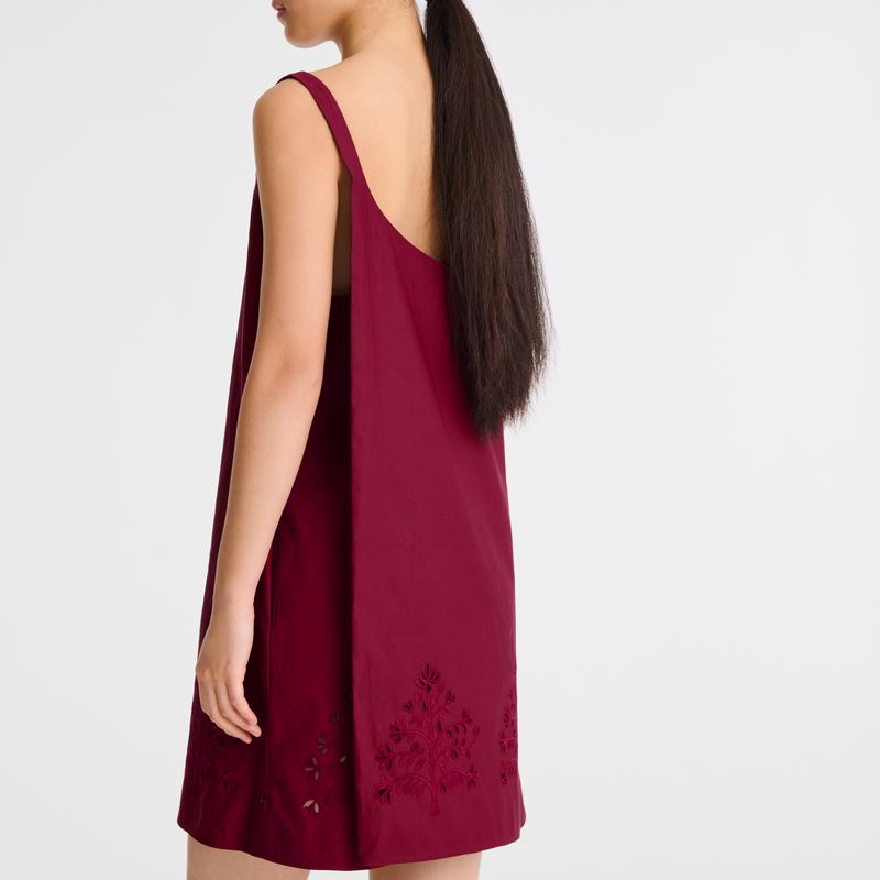 Dark Red Longchamp Embroidered Canvas Women Dress | US-960ZXWDCL