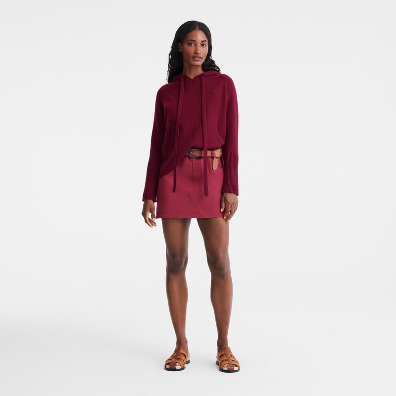 Dark Red Longchamp Hoodie Women Jumper | US-256YSJTIQ