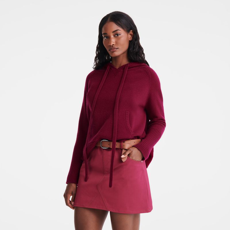 Dark Red Longchamp Hoodie Women Jumper | US-256YSJTIQ