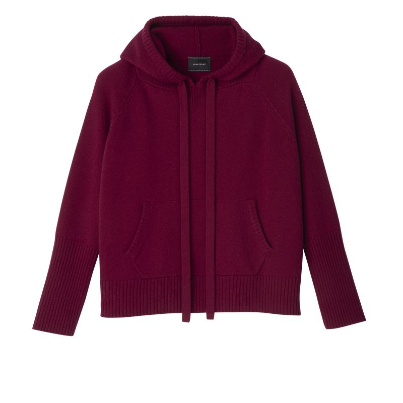 Dark Red Longchamp Hoodie Women Jumper | US-256YSJTIQ