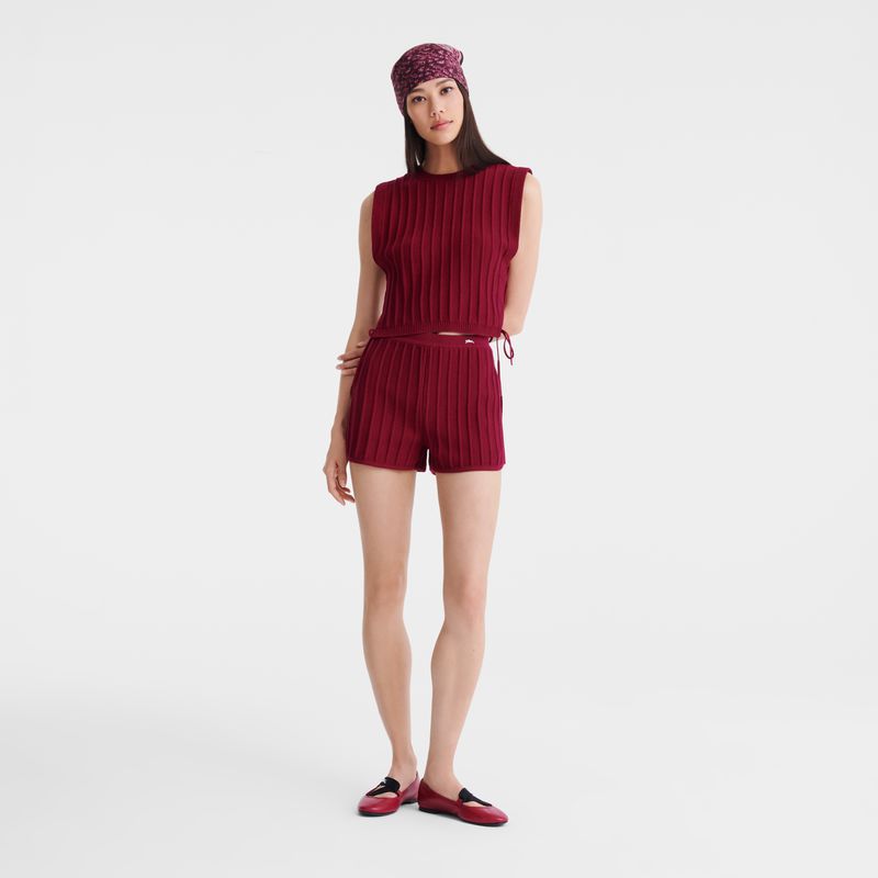 Dark Red Longchamp Knit Women Top | US-601JSNEYA