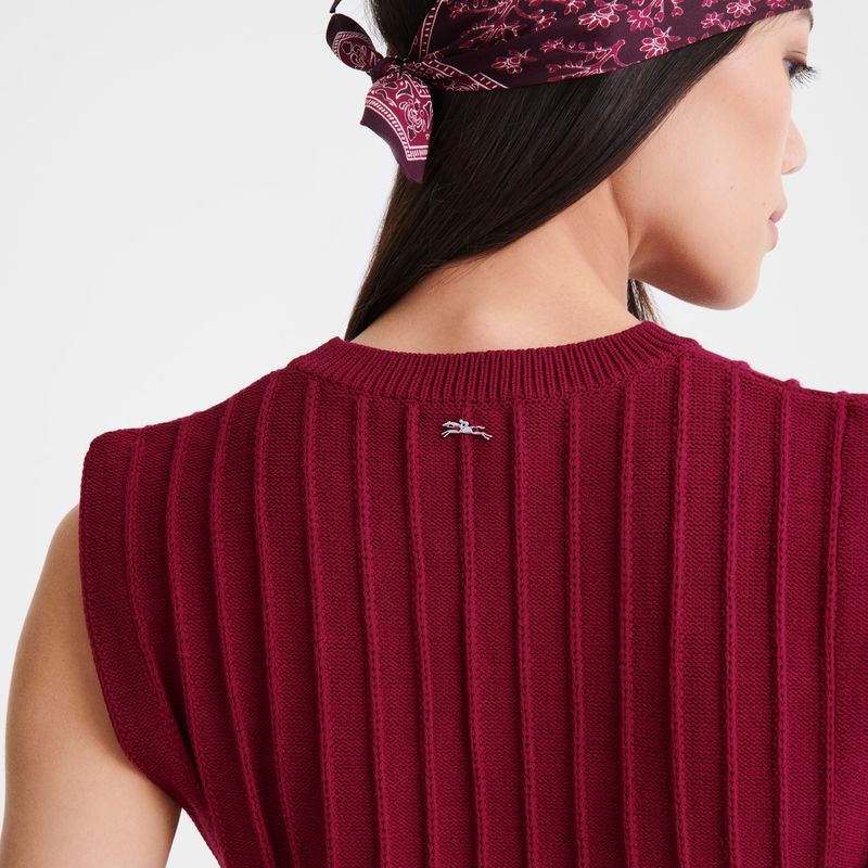 Dark Red Longchamp Knit Women Top | US-601JSNEYA