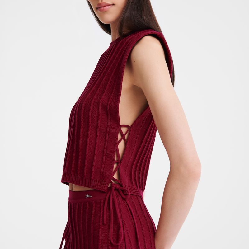 Dark Red Longchamp Knit Women Top | US-601JSNEYA