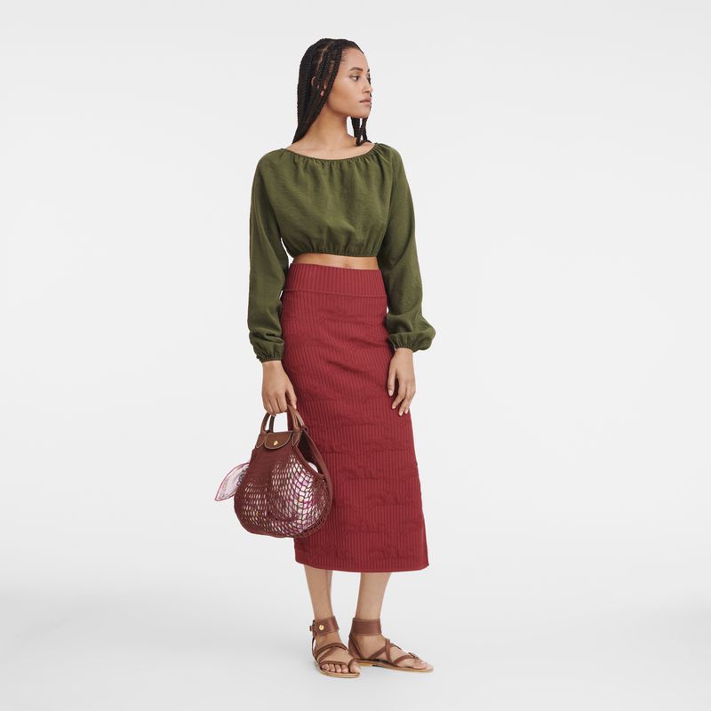 Dark Red Longchamp Le Pliage Filet L Women Mesh Bag | US-359IWOKYZ