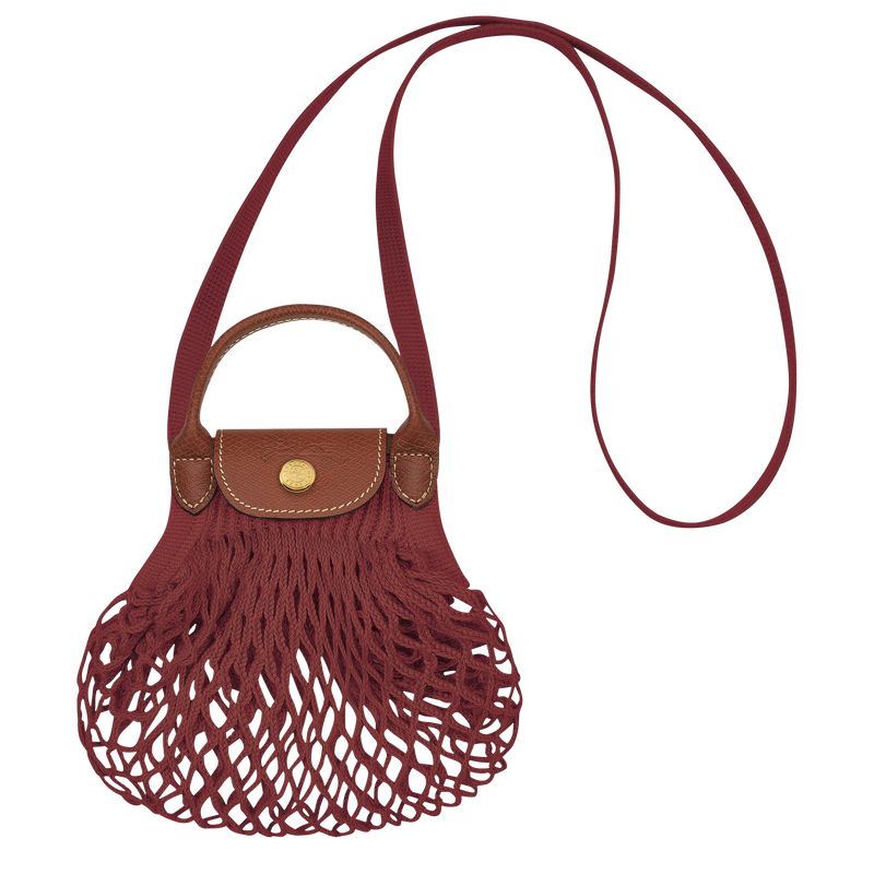 Dark Red Longchamp Le Pliage Filet Xs Women Mesh Bag | US-519XETGKB