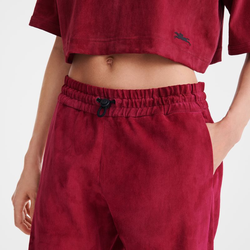 Dark Red Longchamp Leather Straight Women Pants | US-849QWOKST