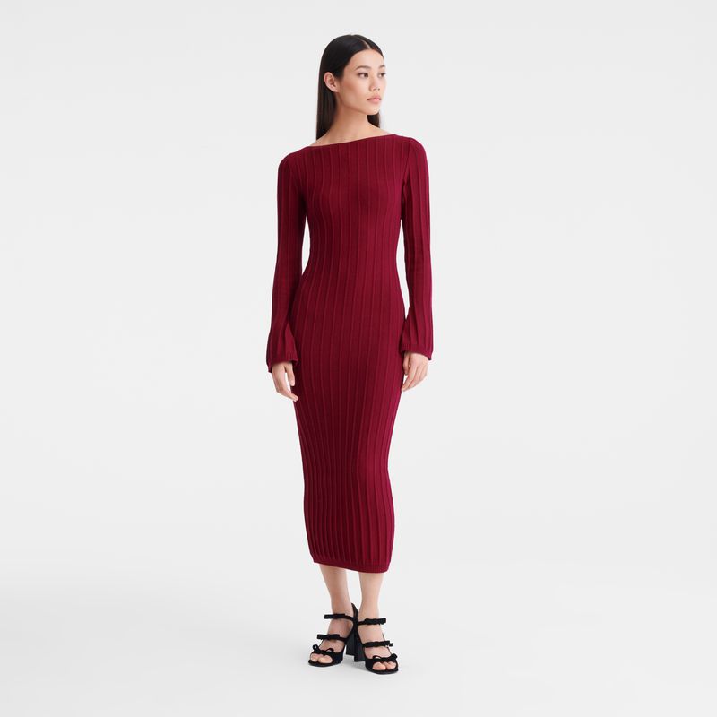Dark Red Longchamp Long Women Dress | US-614PIKNRV