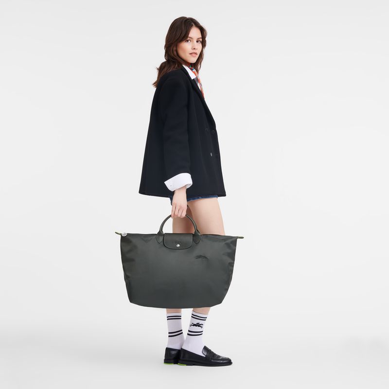 Deep Grey Longchamp Le Pliage Green L Women Travel Bag | US-839VAQYGK