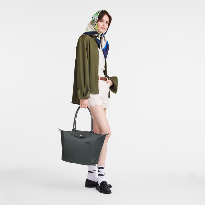 Deep Grey Longchamp Le Pliage Green L Women Tote Bag | US-356WRIQCL