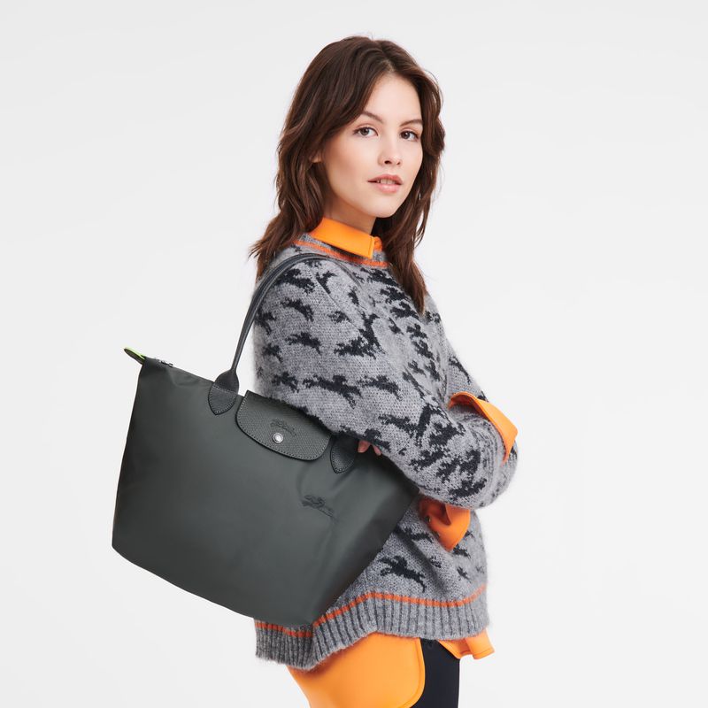 Deep Grey Longchamp Le Pliage Green M Women Tote Bag | US-894DMORCF