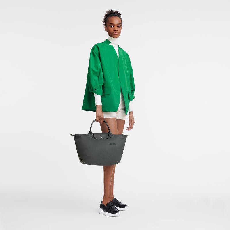 Deep Grey Longchamp Le Pliage Green M Women Handbag | US-206RMGAIC