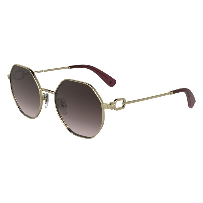 Gold / Brown Pink Longchamp Metal Women Sunglasses | US-189JASXIN