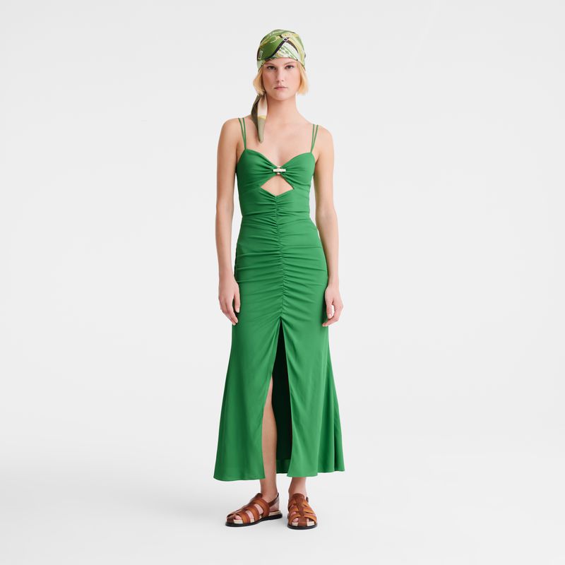 Green Longchamp Midi Women Dress | US-415RCJMPG