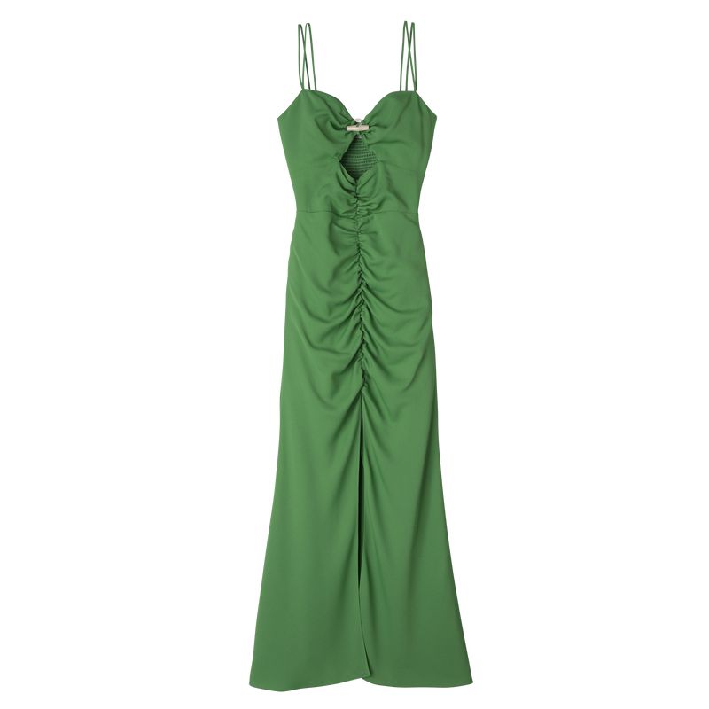 Green Longchamp Midi Women Dress | US-415RCJMPG