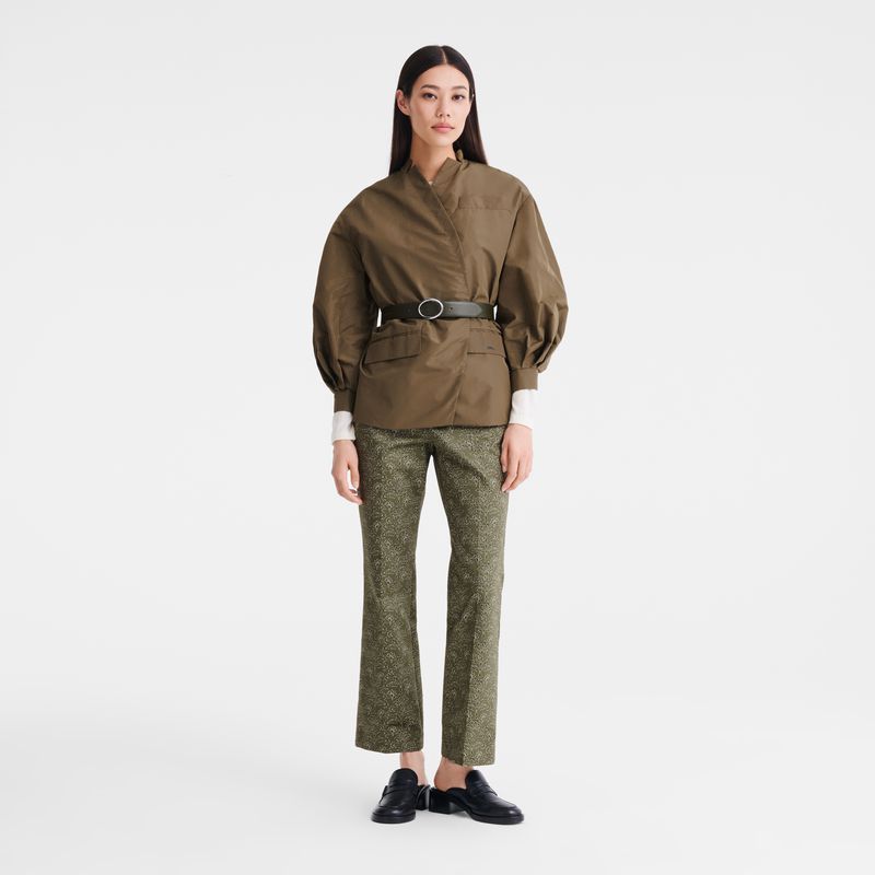 Green Longchamp Printed Gabardine Women Pants | US-197CNOYSQ