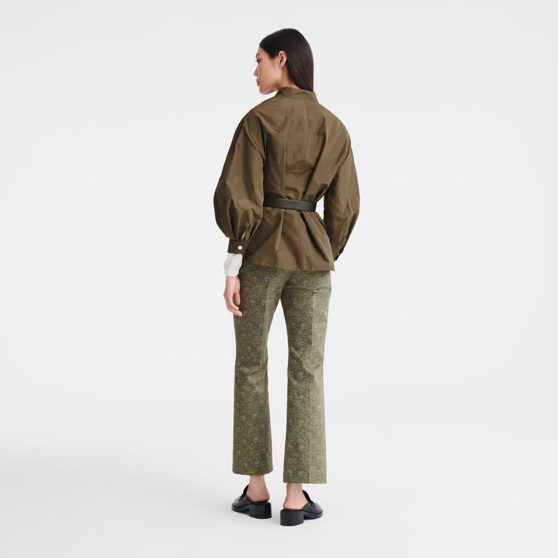 Green Longchamp Printed Gabardine Women Pants | US-197CNOYSQ