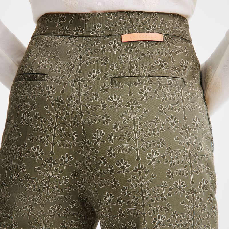 Green Longchamp Printed Gabardine Women Pants | US-197CNOYSQ
